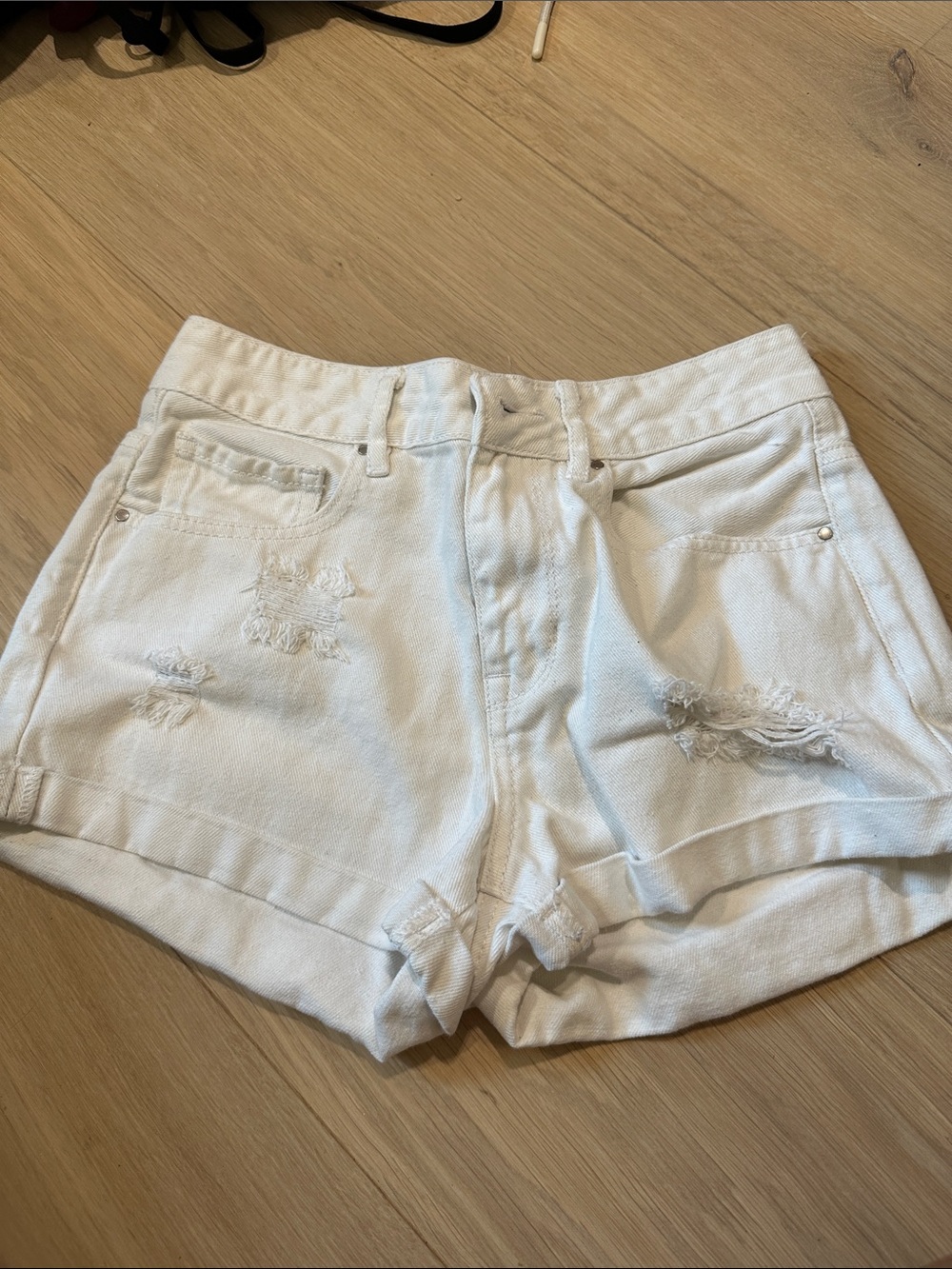 Bullhead White Distressed Jean Shorts